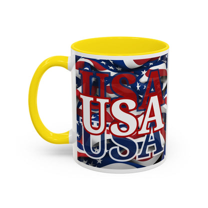 USA White font Center Patriot Accent Mug by cypherpunkgear.com