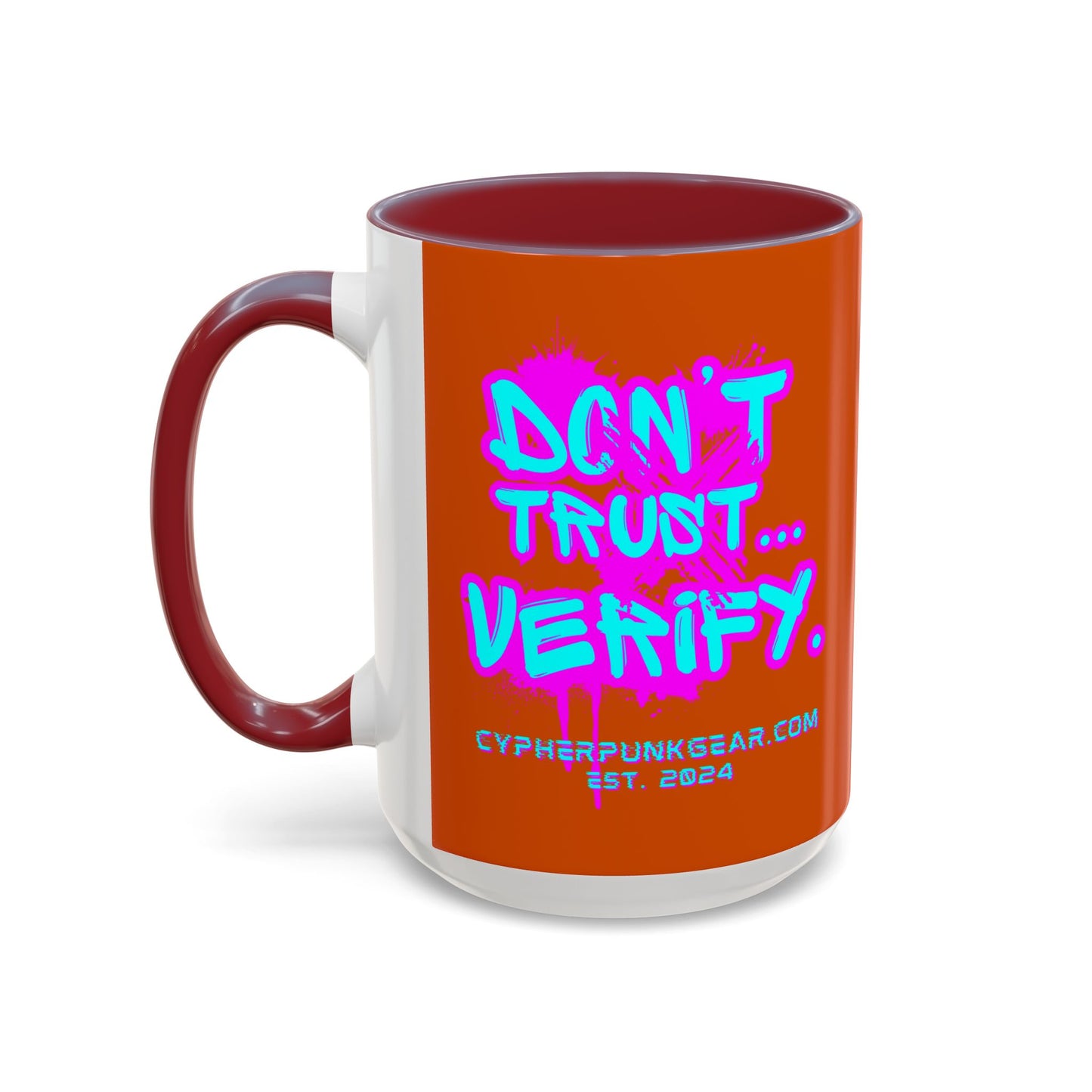 Don't Trust...Verify. Orange Accent Mug by cypherpunkgear.com
