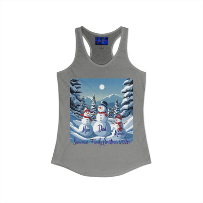 Snowman Family of 3 Women's Racerback Tank Top by cypherpunkgear.com