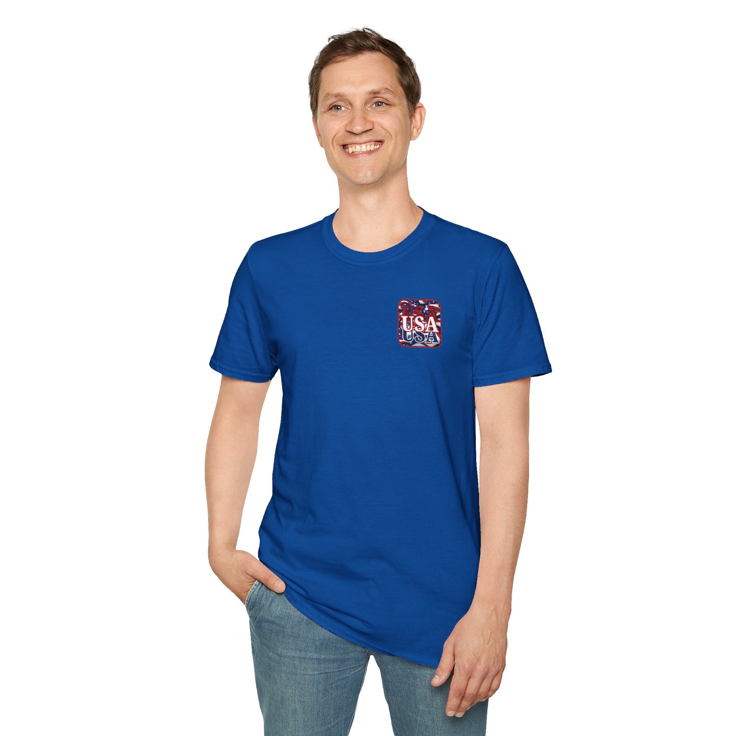 2-sided Red WHITE and Blue USA Patriot DKcolors Unisex T-Shirt by cypherpunkgear