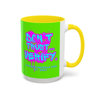 Don't Trust...Verify. Green Accent Mug by cypherpunkgear.com