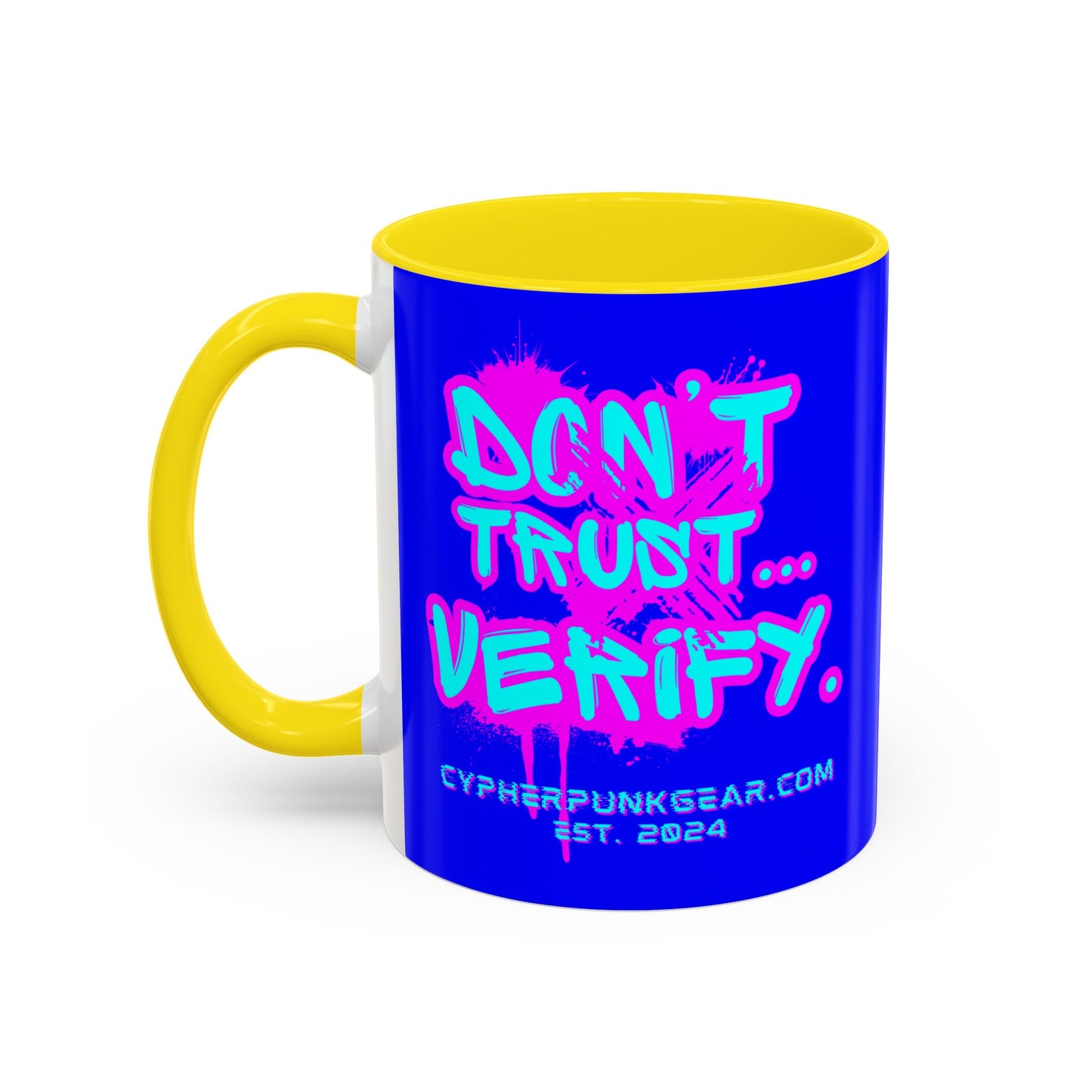 Don't Trust...Verify. Dark Blue Accent Mug by cypherpunkgear.com