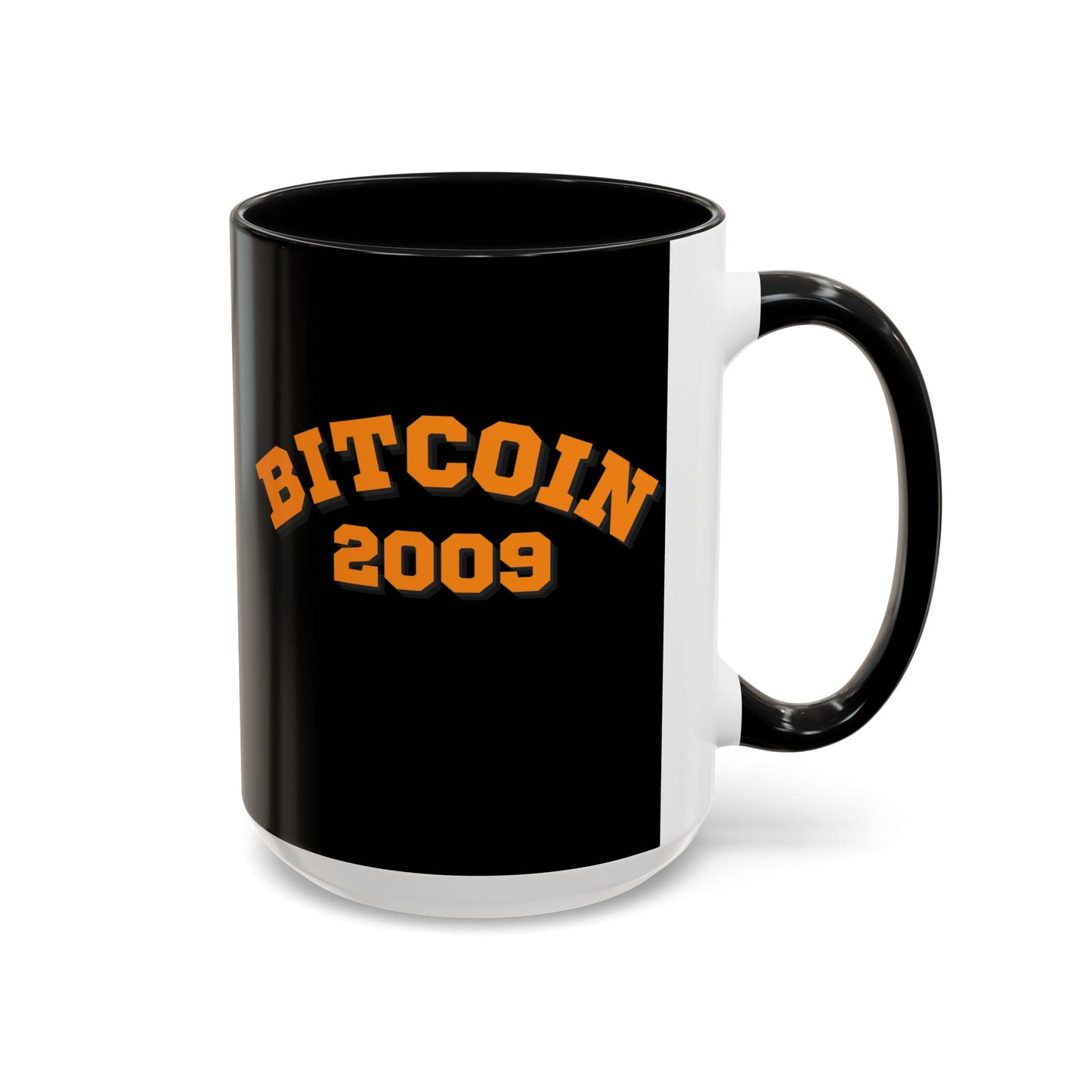 Bitcoin 2009 Black Accent Mug by cypherpunkgear.com