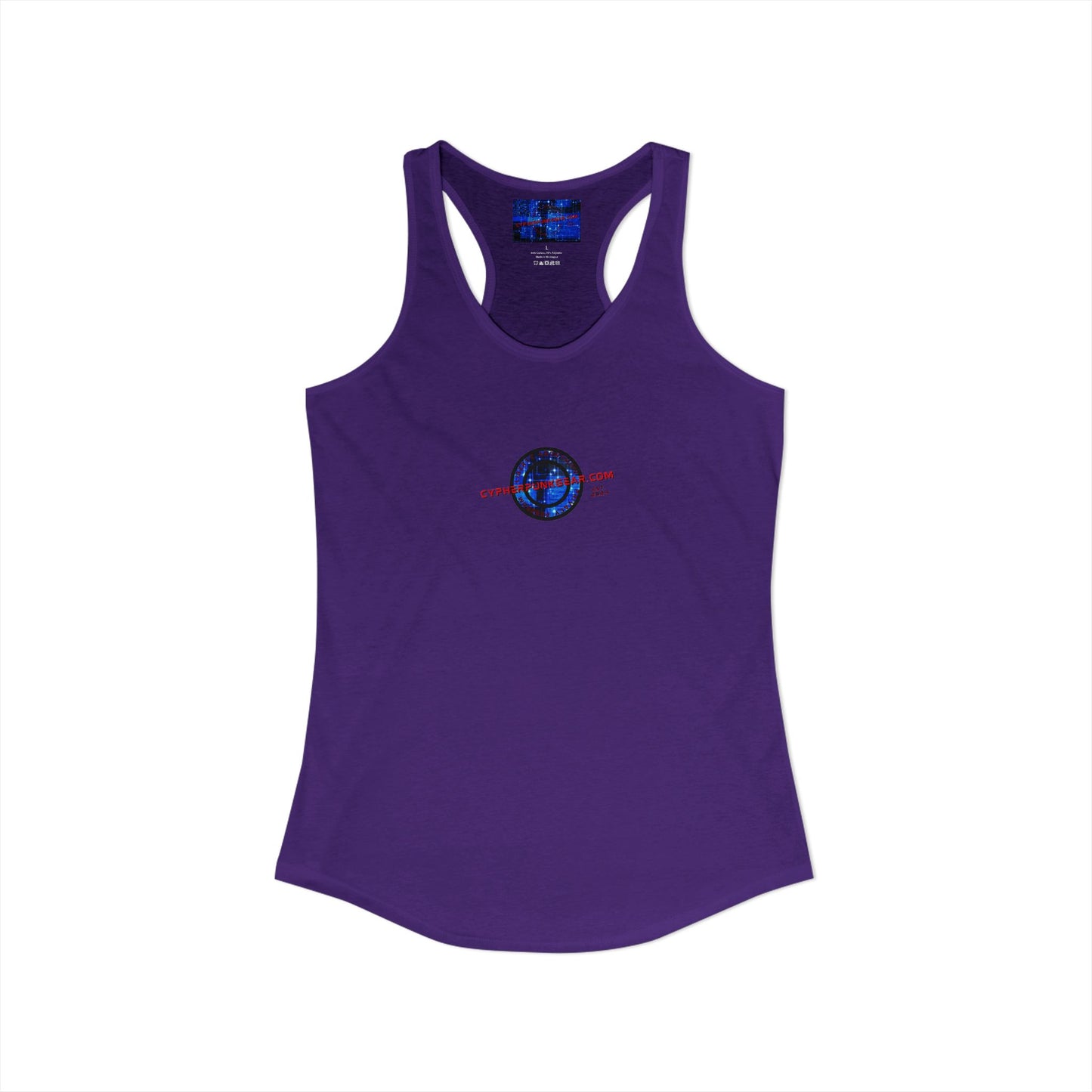 2-sided, cypherpunkgear.com Logo & Cityscape Women's Racerback Tank Top by cypherpunkgear.com