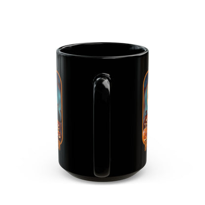 Happy Halloween Cute Witch Orange font Black Mug by CreepyCrafts.boo