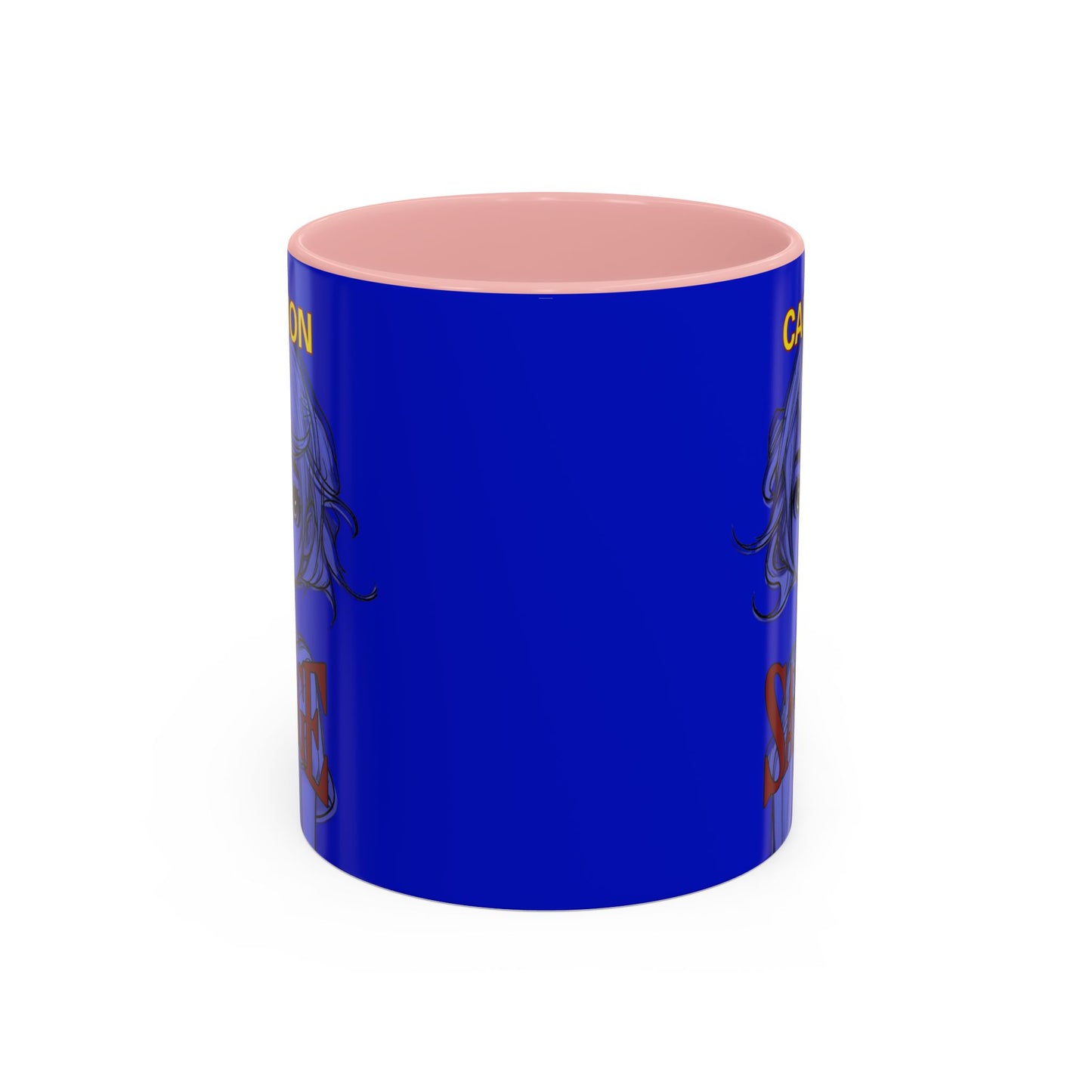 Caution, Savage Dark Blue Accent Mug by cypherpunkgear.com