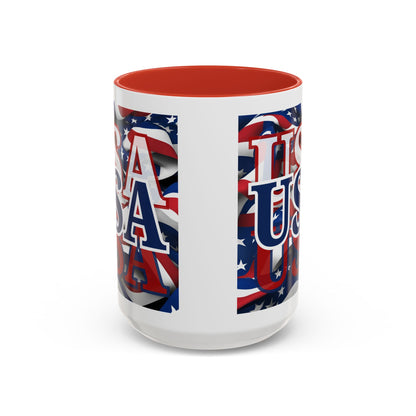 USA Blue font Center Patriot Accent Mug by cypherpunkgear.com