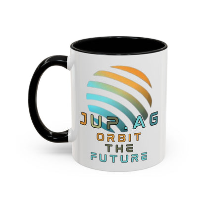 Jupiter (JUP) Orbit the Future White Accent Mug by cypherpunkgear.com