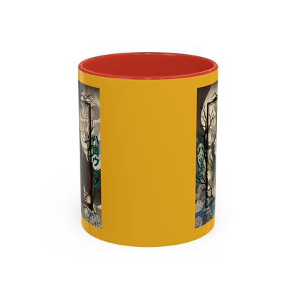 Yōkai Happy Halloween Yellow Accent Mug by CreepyCrafts.boo