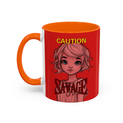 Caution, Savage Red Accent Mug by cypherpunkgear.com