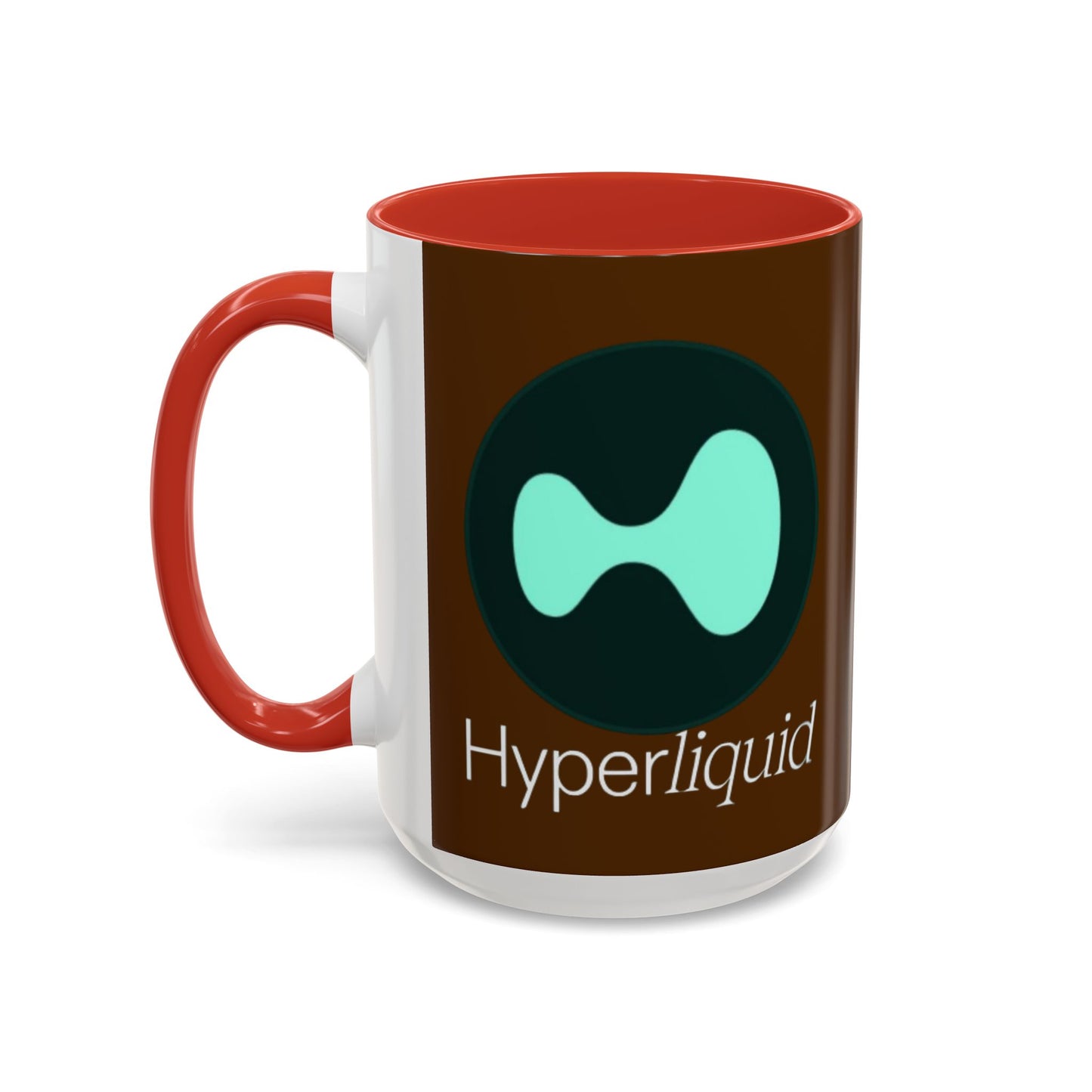 Hyperliquid White font Brown Accent Mug by cypherpunkgear.com