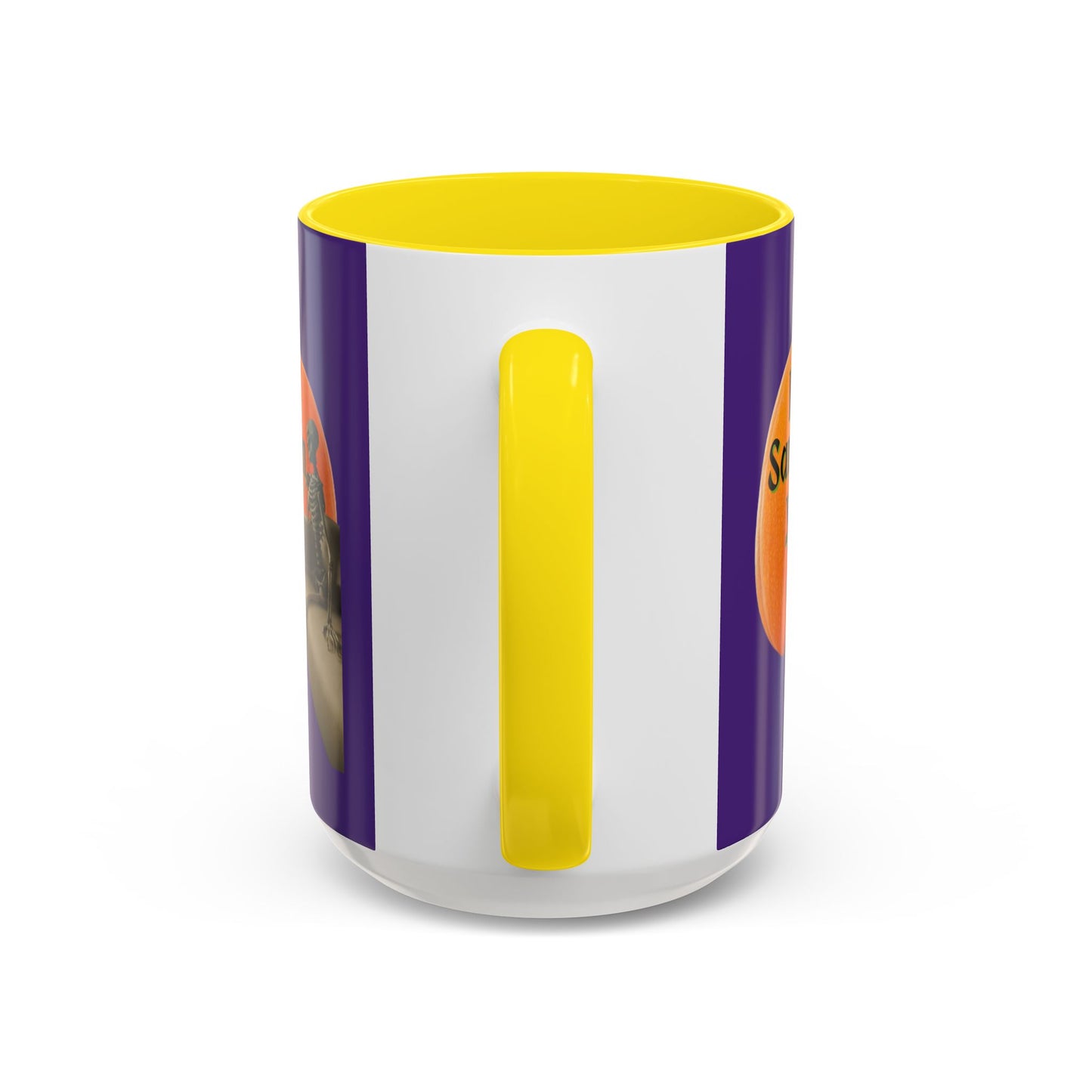 Is It Samhain Yet? Skeleton's Giant Pumpkin Purple Accent Mug by CreepyCrafts.boo