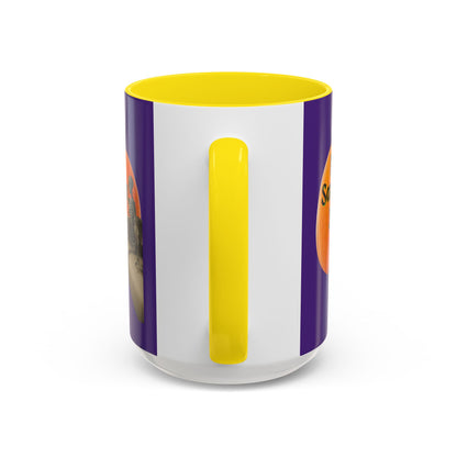 Is It Samhain Yet? Skeleton's Giant Pumpkin Purple Accent Mug by CreepyCrafts.boo