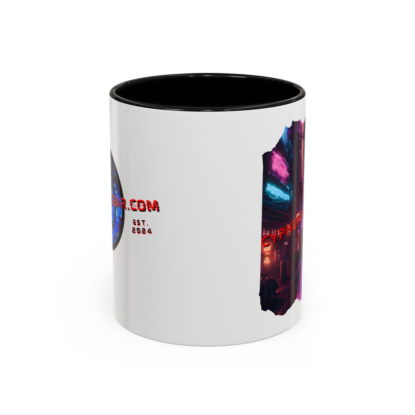 2-sided, cypherpunkgear.com Logo & Cityscape Accent Mug by cypherpunkgear.com
