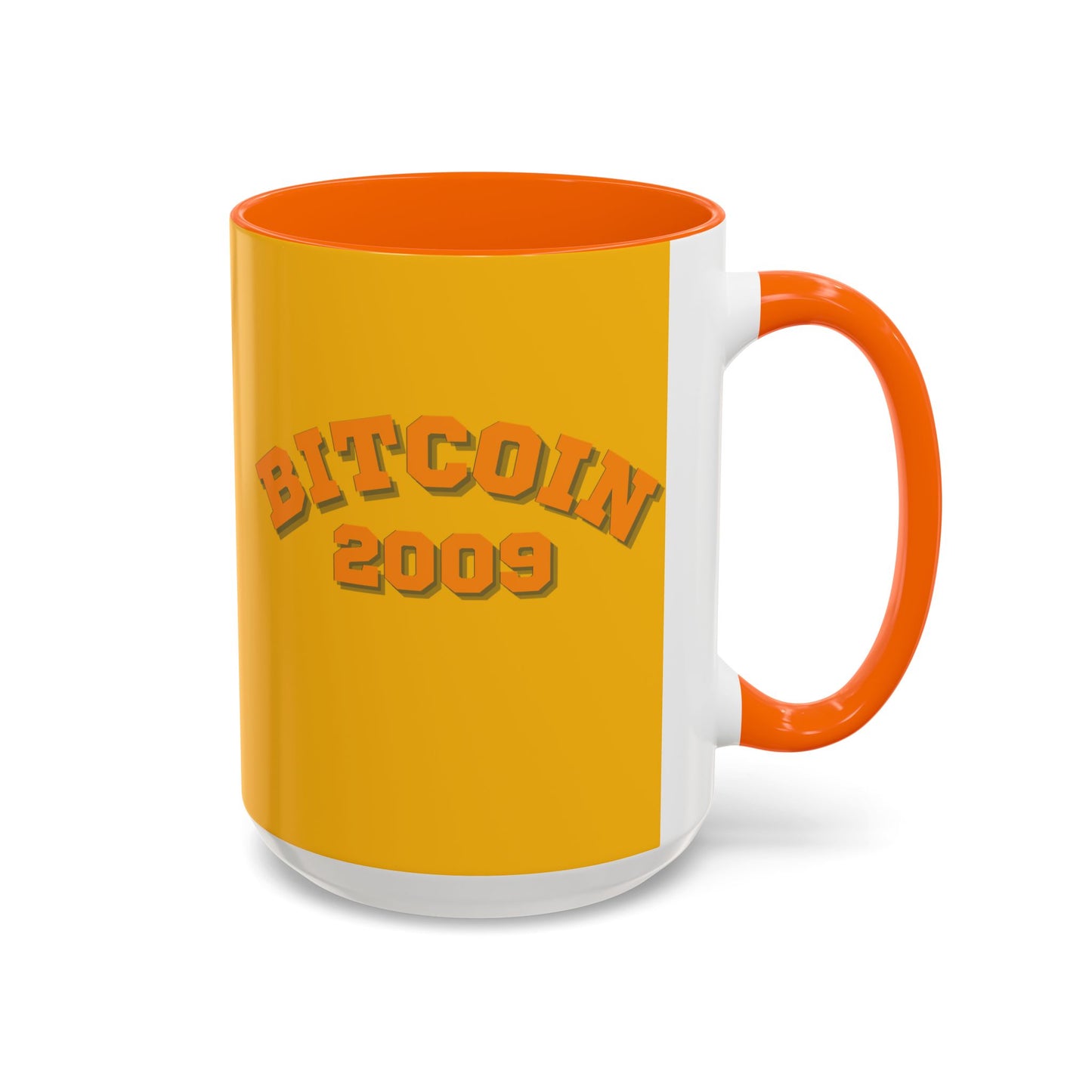 Bitcoin 2009 Yellow Accent Mug by cypherpunkgear.com