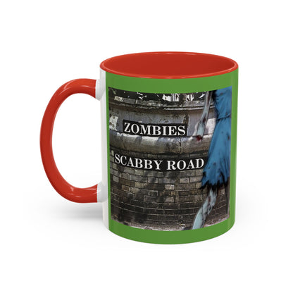 2-sided, Scabby Road Green Accent Mug by CreepyCrafts.boo
