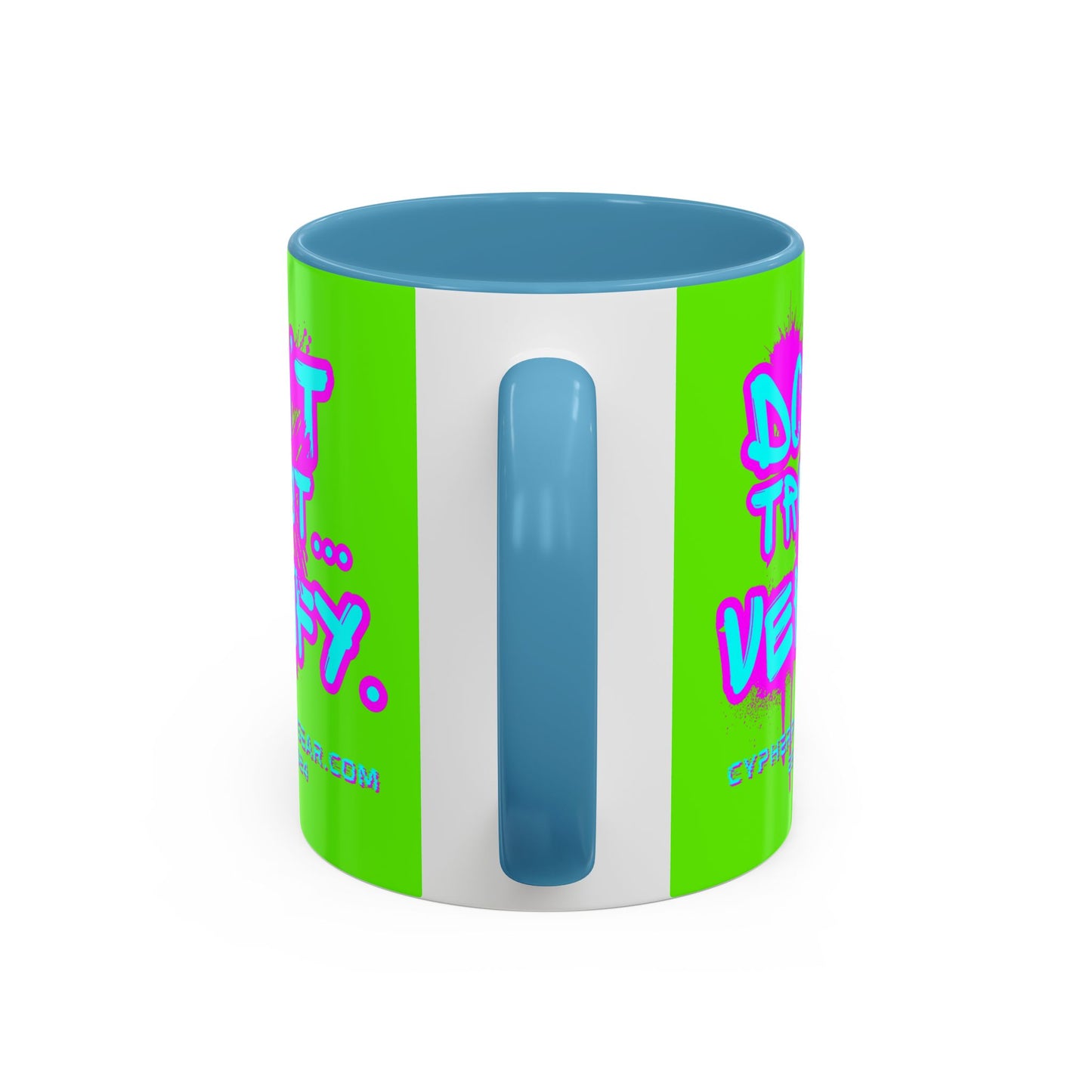 Don't Trust...Verify. Green Accent Mug by cypherpunkgear.com