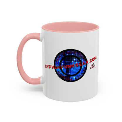 2-sided, cypherpunkgear.com Logo & Cityscape Accent Mug by cypherpunkgear.com