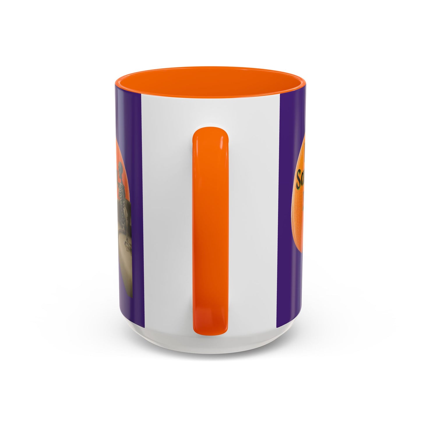 Is It Samhain Yet? Skeleton's Giant Pumpkin Purple Accent Mug by CreepyCrafts.boo