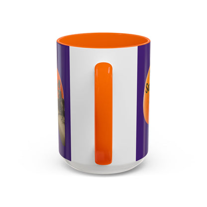 Is It Samhain Yet? Skeleton's Giant Pumpkin Purple Accent Mug by CreepyCrafts.boo