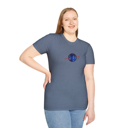 2-sided, cypherpunkgear.com Logo & Cityscape Dark colors Unisex T-Shirt by cypherpunkgear.com