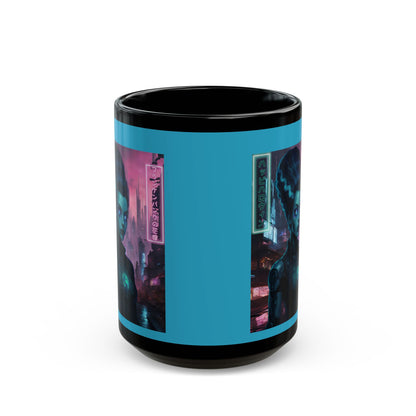 Neon Bride of Frankenstein Turquoise Mug by CreepyCrafts.boo