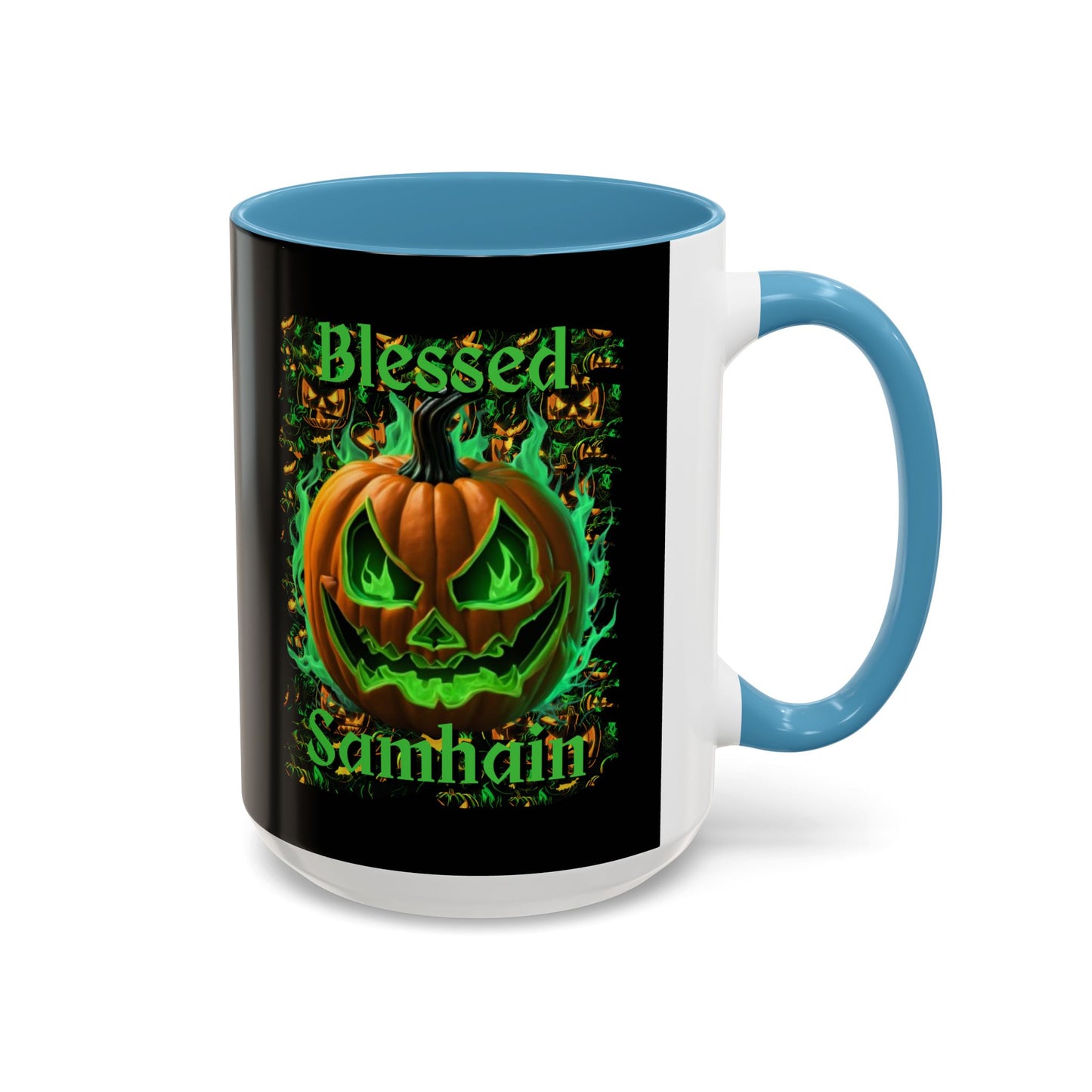 Blessed Samhain Green Jack Black Accent Mug by CreepyCrafts.boo