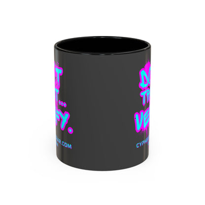 Don't Trust...Verify. Grey Accent Mug by cypherpunkgear.com