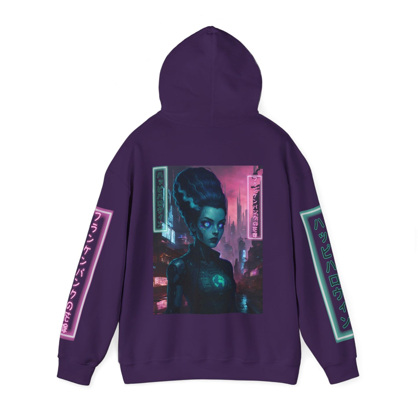 Neon Bride of Frankenstein Hoodie Unisex Hooded Sweatshirt by CreepyCrafts.boo