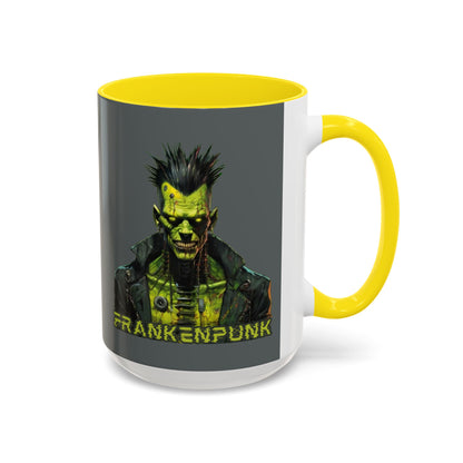 Frankenpunk Grey Accent Mug by CreepyCrafts.boo