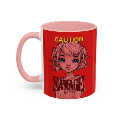 Caution, Savage Red Accent Mug by cypherpunkgear.com