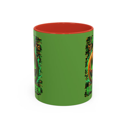 Happy Halloween Green Jack Green Accent Mug by CreepyCrafts.boo