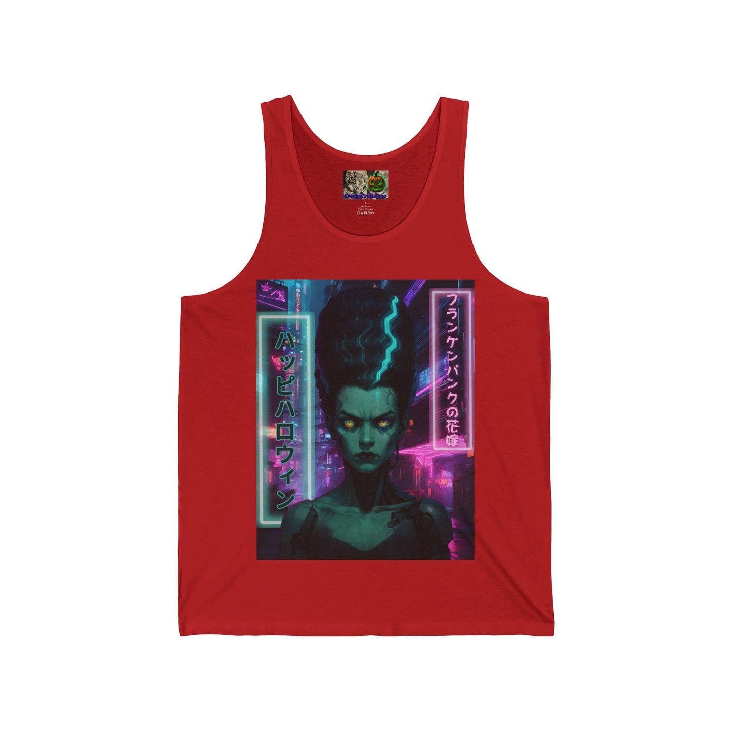 Bride of Frankenpunk Unisex Jersey Tank Top by CreepyCrafts.boo
