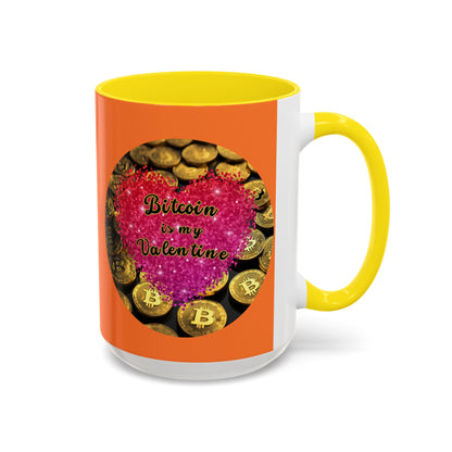 Bitcoin is My Valentine Orange Accent Mug by cypherpunkgear.com