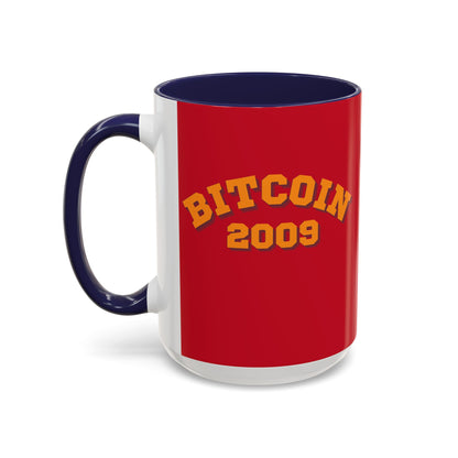 Bitcoin 2009 Red Accent Mug by cypherpunkgear.com