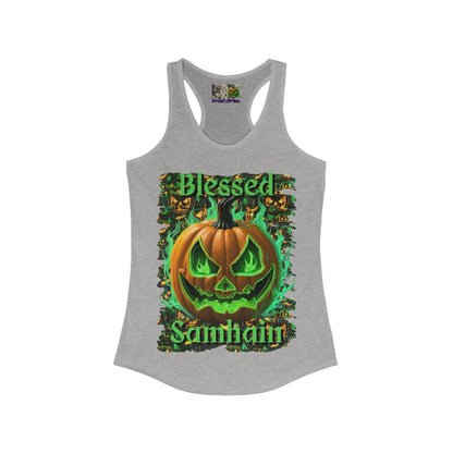 Blessed Samhain Green Jack Women's Racerback Tank Top by CreepyCrafts.boo