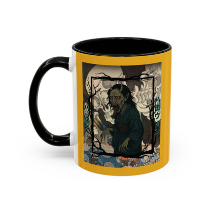 Yōkai Happy Halloween Yellow Accent Mug by CreepyCrafts.boo