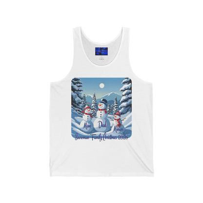 Snowman Family of 3 Unisex Jersey Tank Top by cypherpunkgear.com