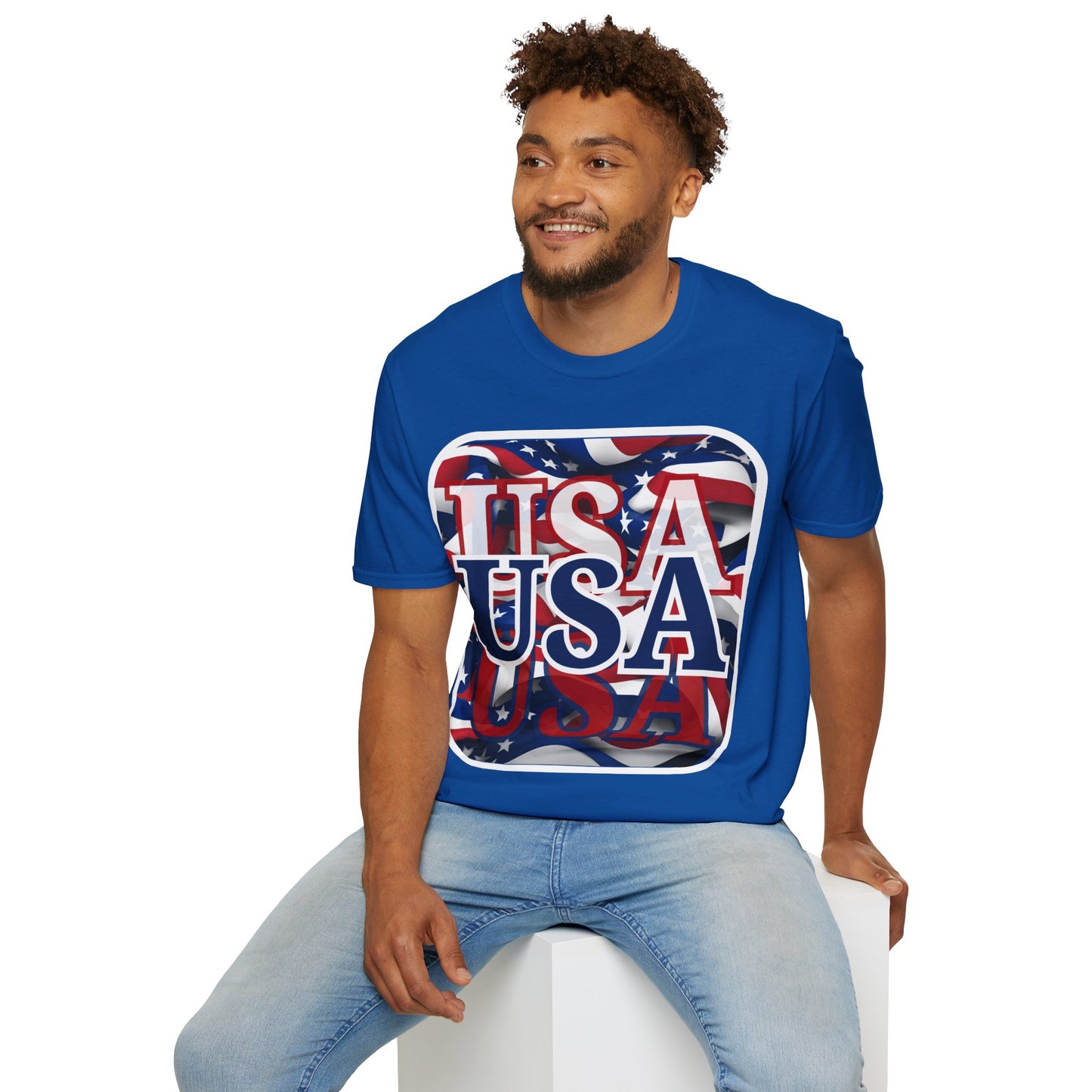 Red White and BLUE USA Patriot Dark colors Unisex T-Shirt by cypherpunkgear.com