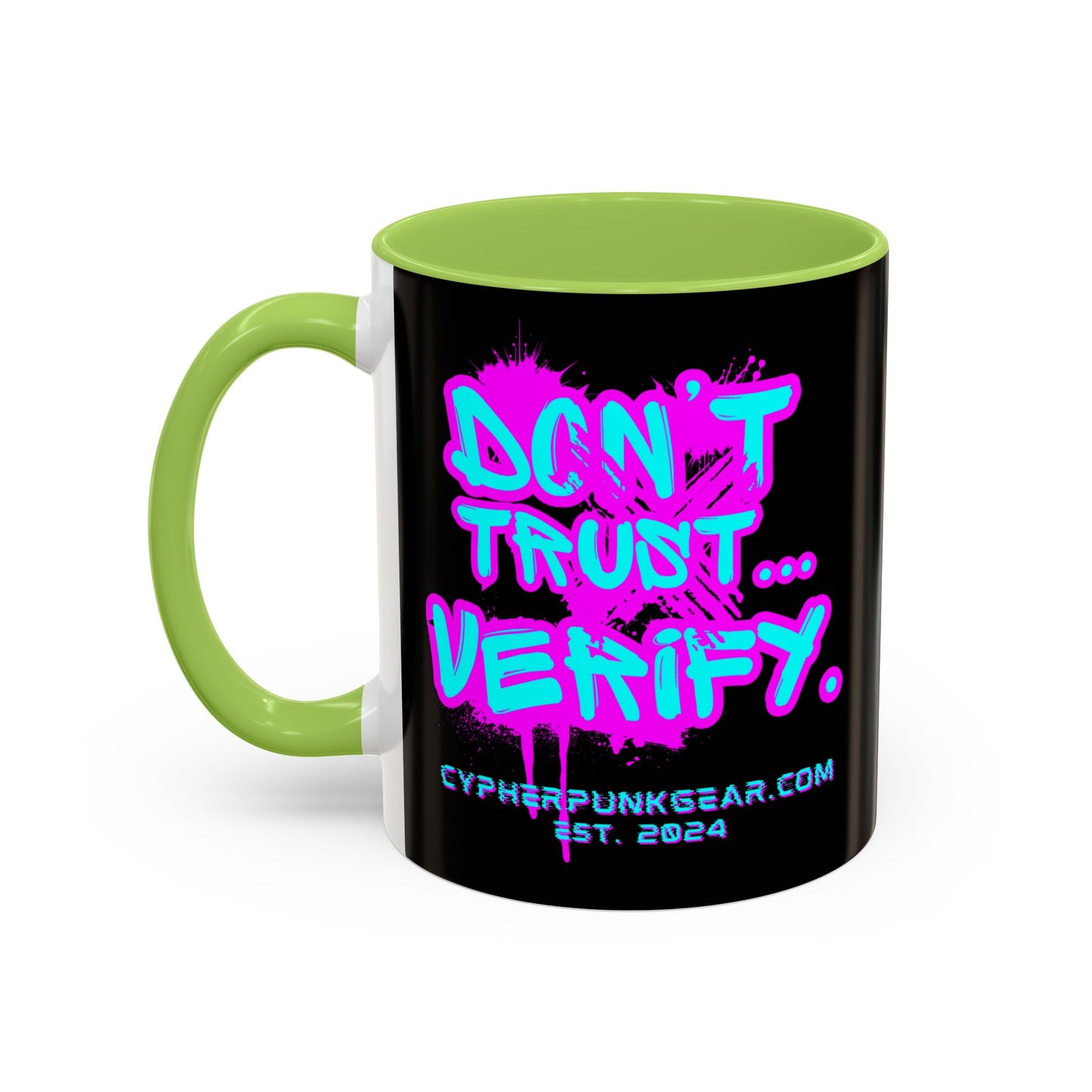 Don't Trust...Verify. Black Accent Mug by cypherpunkgear.com