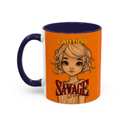 Caution, Savage Orange Accent Mug by cypherpunkgear.com