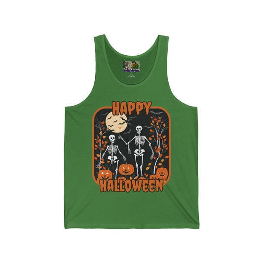 Spooktacular Skeletons of Halloween Unisex Jersey Tank Top by CreepyCrafts.boo