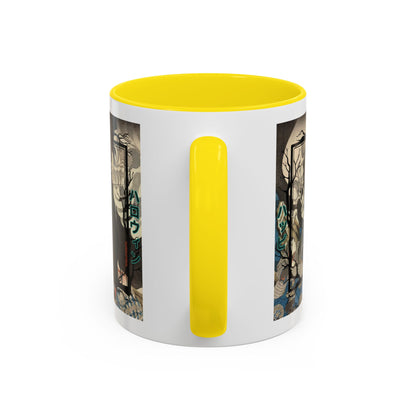 Yōkai Happy Halloween White Accent Mug by CreepyCrafts.boo