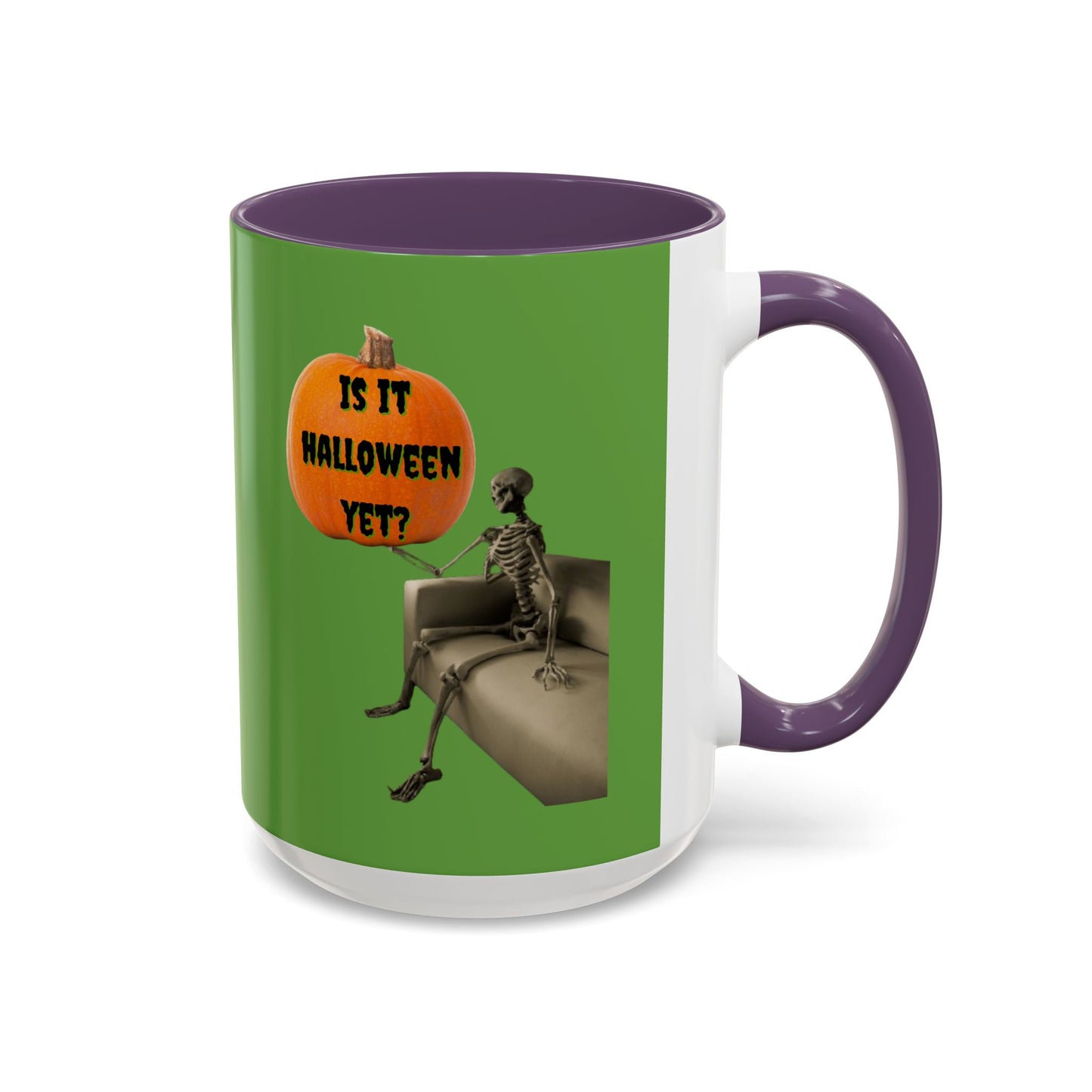 Is it Halloween yet? Skeleton's Pumpkin Accent Mug by CreepyCrafts.boo