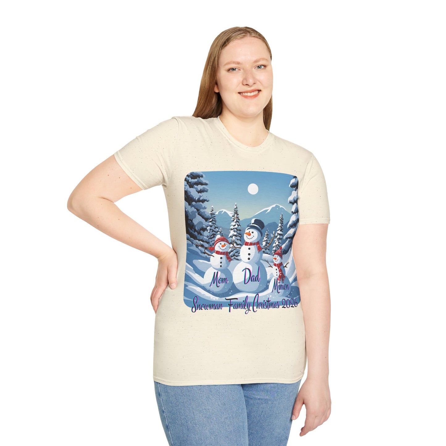 Snowman Family of 3 Light colors Unisex T-Shirt by cypherpunkgear.com