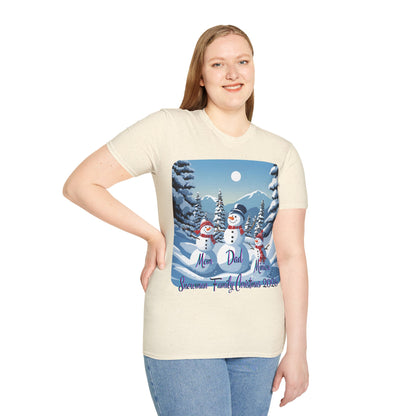 Snowman Family of 3 Light colors Unisex T-Shirt by cypherpunkgear.com