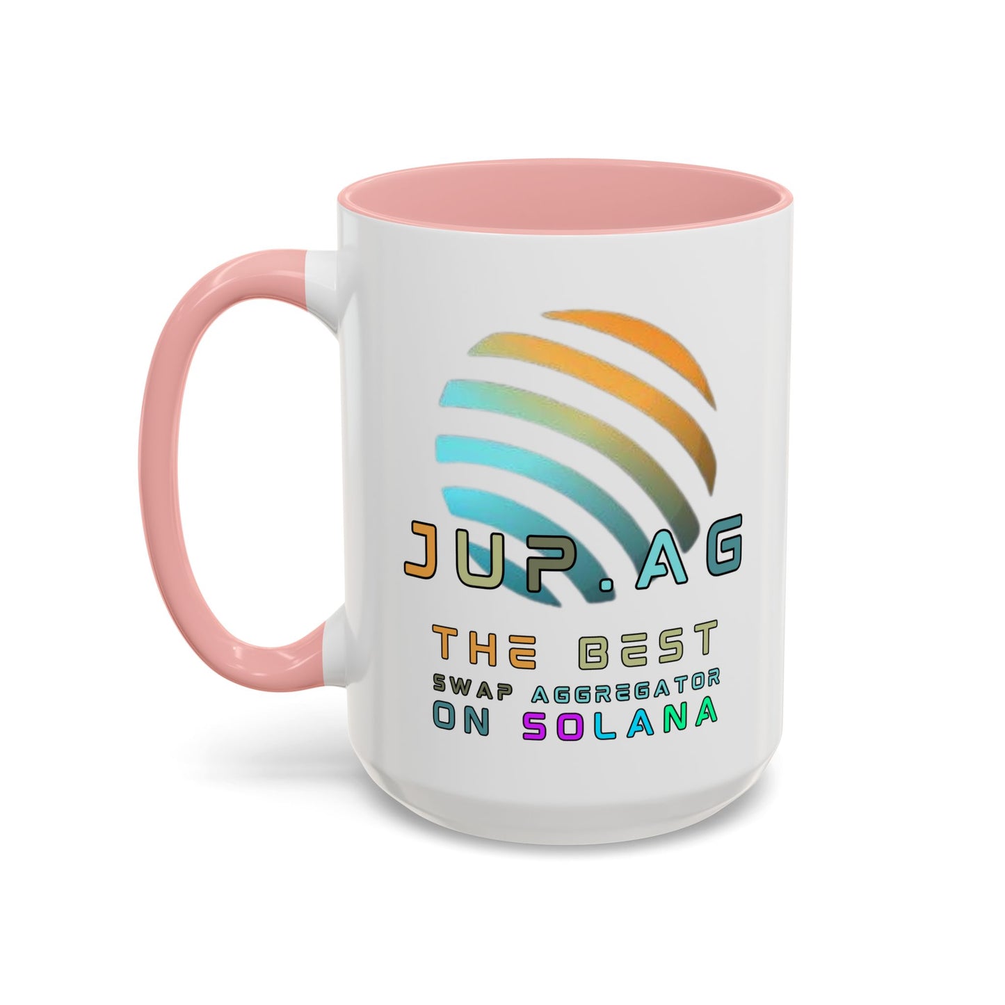 Jupiter (JUP) the best aggregator on Solana White Accent Mug by cypherpunkgear.com