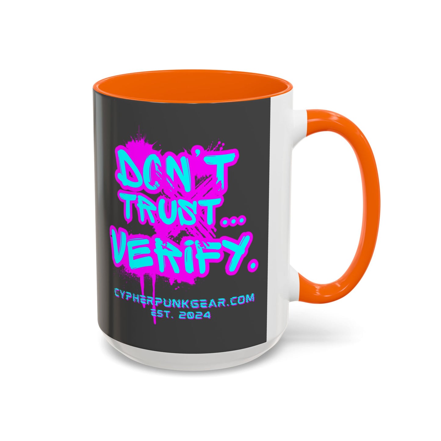 Don't Trust...Verify. Grey Accent Mug by cypherpunkgear.com