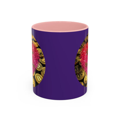 Bitcoin is My Valentine Purple Accent Mug by cypherpunkgear.com