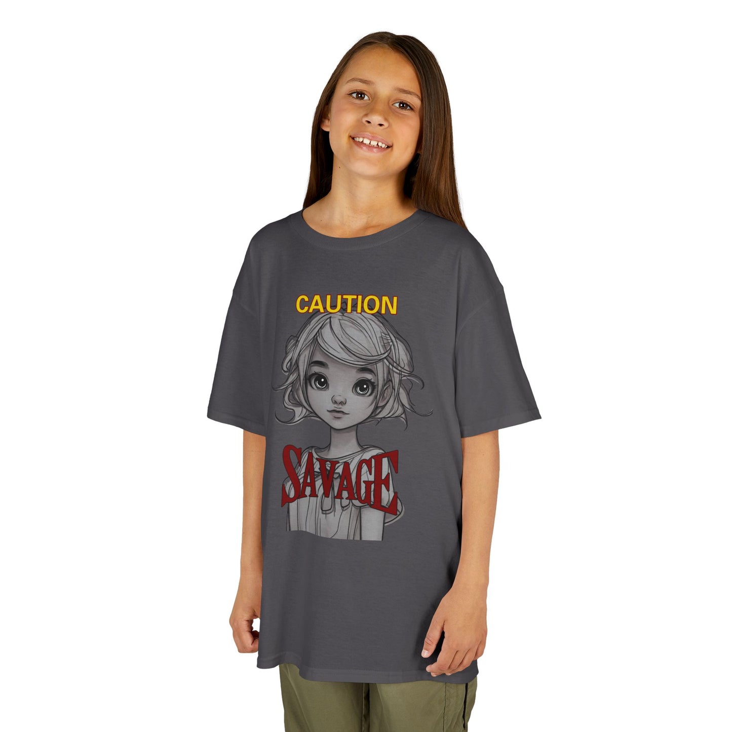 Caution: Small but Savage Kids Heavy Cotton Tee by cypherpunkgear.com